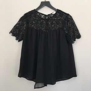 PACSUN La Hearts Black Lace Topped Blouse Size M